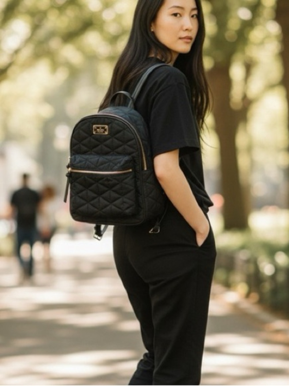 Kate Spade Black Quilted Mini Backpack - Picture 3 of 6